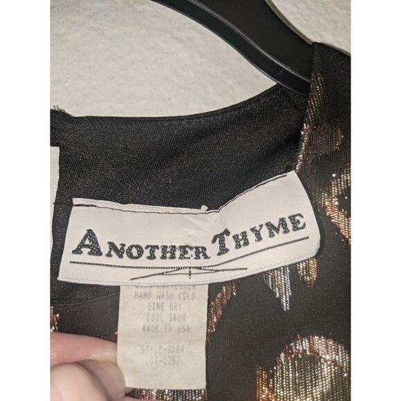 Vintage Another Thyme Black Top with Metallic Floral Motif Medium - Picture 11 of 11
